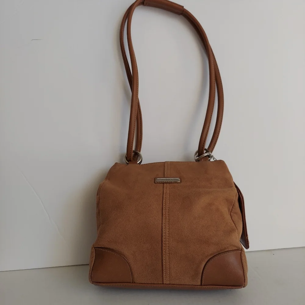 Minicci Faux Suede Leather Shoulder Tan Bag - Picture 2 of 16